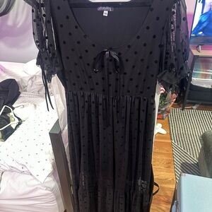 Foxblood Polka Dot Mesh Overlay Maxi Dress